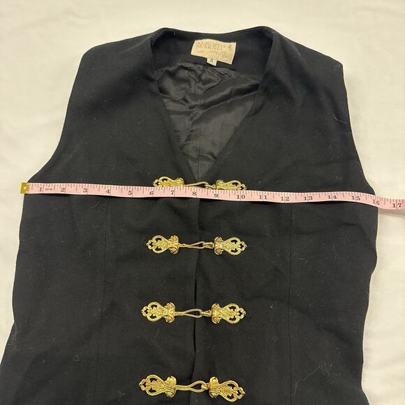 Vtg Alberto Makali Black Gold Vest Waistcoat Academia Steampunk Size 4 - Picture 5 of 7